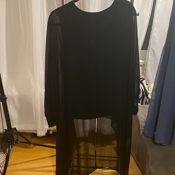 Melanie Lyne Elegant Black Sheer Layered Women's Top - Picture 7 of 8